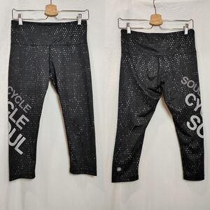 SoulCycle Tights Cropped Leggings Capris Black White Gray Medium M Workout Style